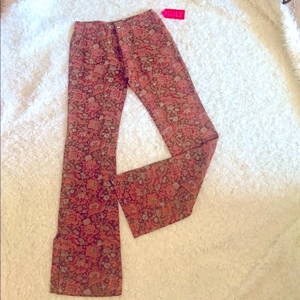 🌺STUNNING RETRO OILILY SPLIT FLARE LEG PANTS NWT FESTIVAL SEASON🎶🌺